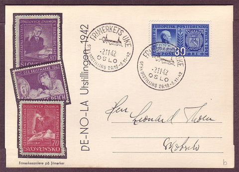 NO5103a Norway DE-NO-LA Exhibition, 2 Event Cards 1942
