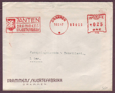 NO5120PH Norway, Zanten Advertising Cover with trade mark machine cancel 1947