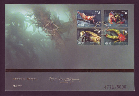 NO6002 Norway First Day Deluxe Gold Cover,  Marine Life - 2007
