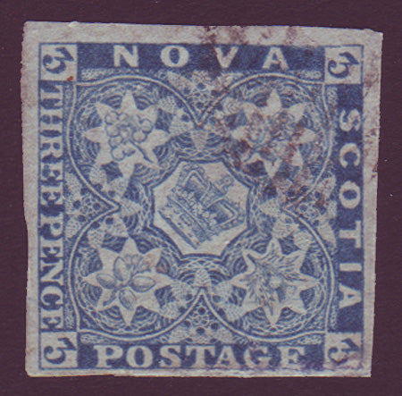 NS025.1      Nova Scotia # 2 blue VF Used 1851