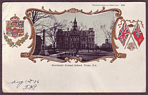 Nova Scotia Patriotic Postcard, Normal School, Truro N.S. - 1906