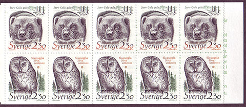SW1724a Sweden booklet MNH,          Endangered Species 1989