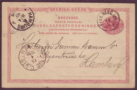 SW5105PH Sweden Postal Stationery card to Germany 1890