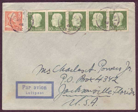 SW5111PH Sweden Airmail letter to USA - 1948