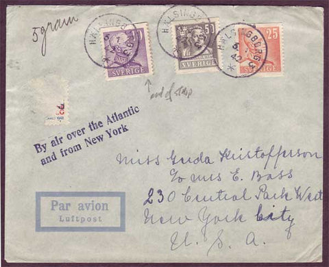 SW5112PH Sweden Airmail letter to USA 1942
