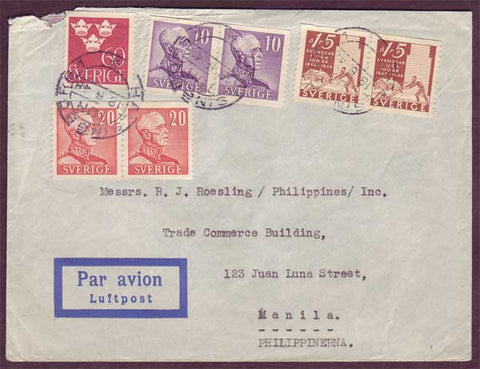 SW5117PH Sweden Airmail letter to the Philippines