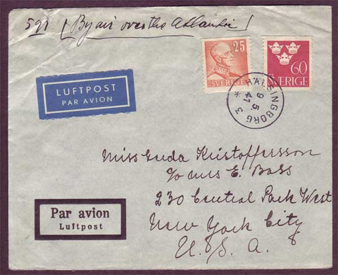 SW5120aPH Sweden Airmail letter to USA