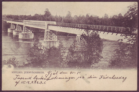 SW6026a Sweden postcard, Krylbro, Jernvägsbron ca.1905