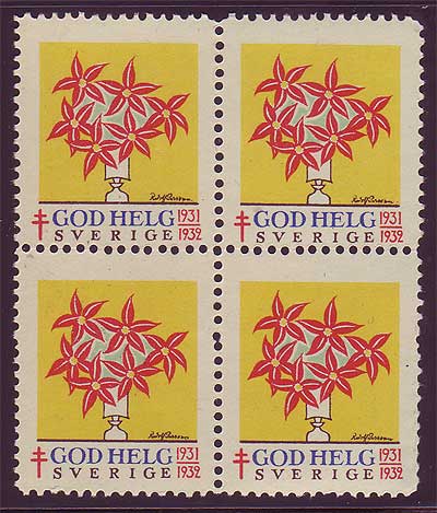 SW8031  Sweden Christmas seal 1931, block of 4 MNH