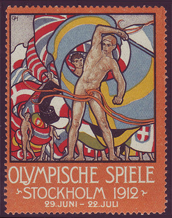 SW9002 Sweden Stockholm 1912 Olympic Games label - German