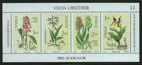 SW14191 Suède Scott # 1419 VF MNH, Orchidées 1982