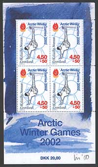 GRB0026a1 Groenland Scott # B26a VF MNH, jeux d’hiver de l’Arctique 2001