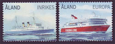 Aland set of 2 stamps showing passenger ferries.