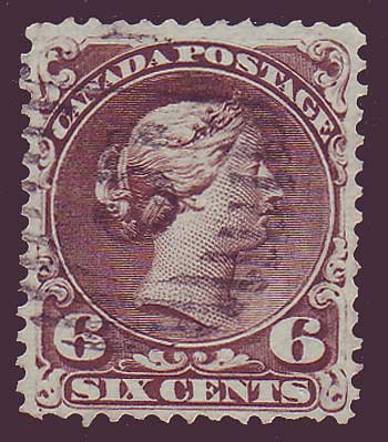 CA00275 Canada grand Queen 6CT brun foncé 1868