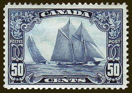 CA01581 Canada King George V "Scroll" Issue # 158 VF (regummed) "Bluenose".