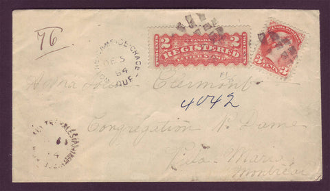 CA5005 Canada Québec Enregistré enveloppe 1884
