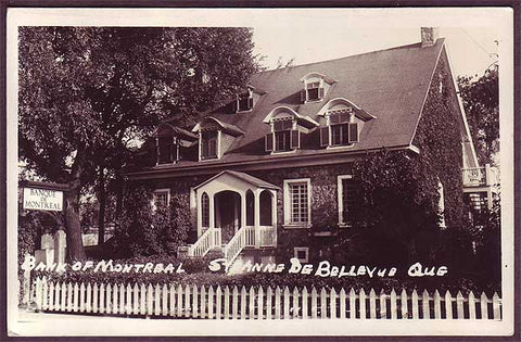 Bank of Montreal, St Anne de Bellevue, Quebec Real Photo Postcard  - 1949