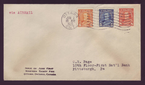 BAFDC # 220-22  4¢, 5¢, 8¢ George V Pictorial Issue FDC - 1935