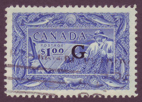 CAO0271 Canada - O27 VF usagé 1$ Pêcheur avec surimpression Officielle G