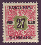 DE01431 Danemark Scott # 143 F-VF MNH * * timbre de journal surchargé 1918