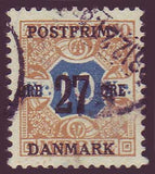 DE01445 Danemark Scott # 144 F-VF MH, timbre de journal surchargé 1918