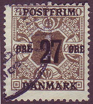 DE01455 Danemark Scott # 145 F usagé , Surfacturé journal timbre 1918