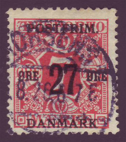 DE01475 Danemark Scott # 147 F-VF usagé . Timbre de journal surchargé 1918