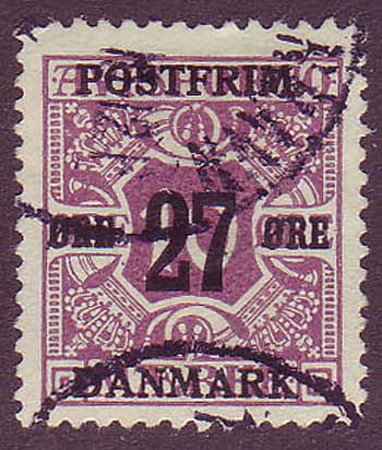 DE01495 Danemark Scott # 149 VF usagé . Timbre de journal surchargé 1918