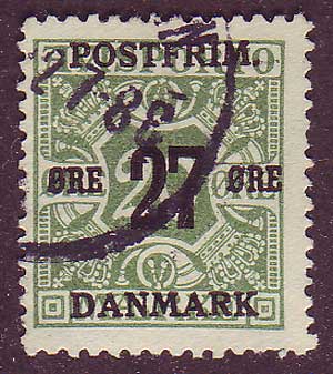 DE01505 Danemark Scott # 150 F-VF usagé . Timbre de journal surchargé 1918