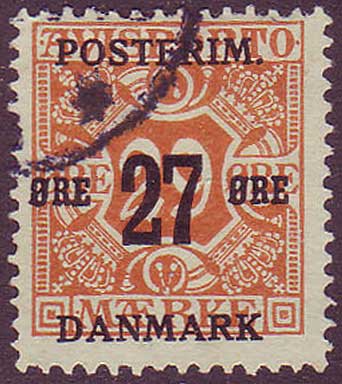 DE01515 Danemark Scott # 151 F usagé , Surfacturé journal timbre 1918
