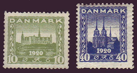 DE0159-602 Danemark Scott # 159-60 MH, cathédrales-nouvelles couleurs 1921