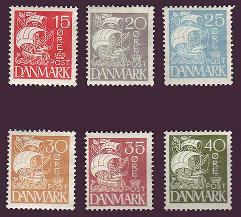 DE0192-972 Denmark Scott # 192-97 MH, Caravel Issue 1927