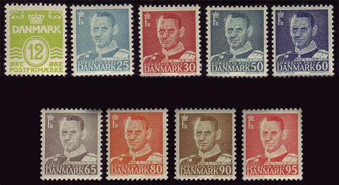 DE0333-412 Danemark Scott # 333-41 MH. Roi Frederik IX 1952-53