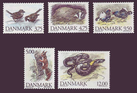 DE1012-161 Denmark Scott # 1012-16 MNH, Wild Animals 1994