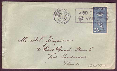 DE5035PH Denmark, Letter to Florida, USA. 1931