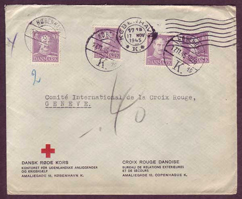 DE5054PH Denmark,  Red Cross letter to Switzerland 1945