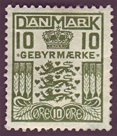 DEI02 Danemark Scott # I-2 MH retard Fee Stamp 1923
