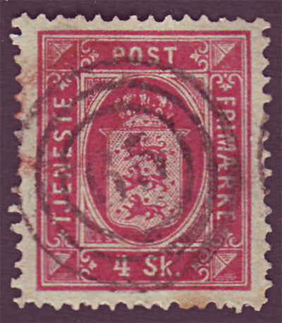 DEO2 Denmark Scott # O2 VF Used, Official Stamp 1871