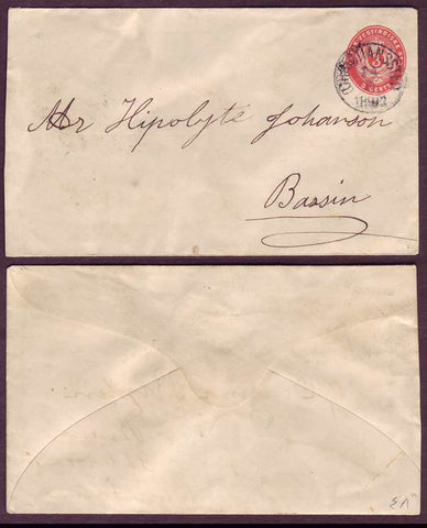 DWI5024ab Antilles danoises estampillé enveloppe-usage local. 1892.