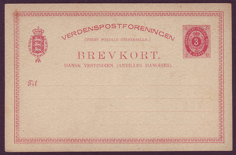 DWI5033 danois Antilles carte postale unique 3 cents 1878