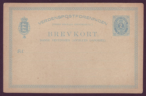 DWI5034 danois Antilles carte postale unique 2 cents 1878