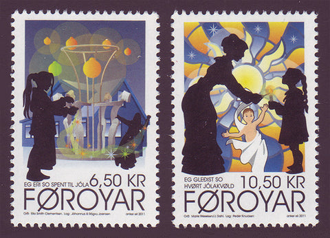 FA0570-71 Faroe Is.   Scott # 570-71 MNH,                    Christmas  2011