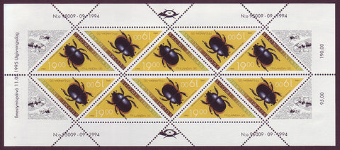 FI0962a2 Finland Scott # 962a MH sheet, Beetles 1994