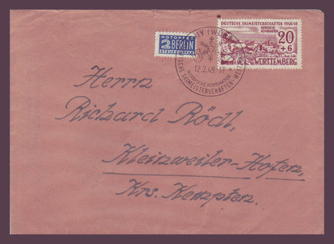 GE028 Germany, Wurttemberg Cover, Nordic Ski Championships 1949