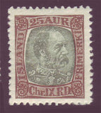 IC0041 Iceland Scott # 41 VF MNH, 25a Christian IX - 1902