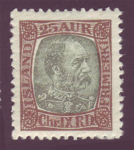 IC0041 Iceland Scott # 41 VF MNH, 25a Christian IX - 1902