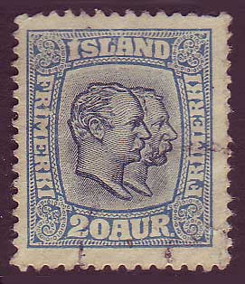 IC01075 Iceland Scott # 107 VF, Two Kings 1915