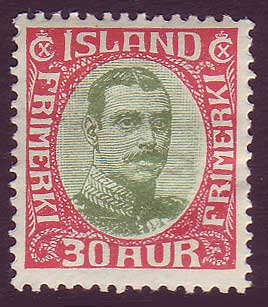 IC01222 Iceland Scott # 122 VF MH, Christian X 1920