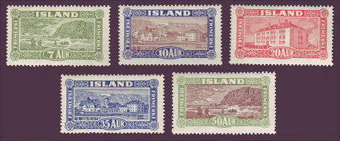 IC0144-481 Islande Scott # 144-48 MNH, views et Buildings 1925