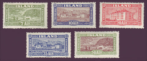 IC0144-481WJ Iceland Scott # 144-48 VF MNH** Views and Buildings 1925